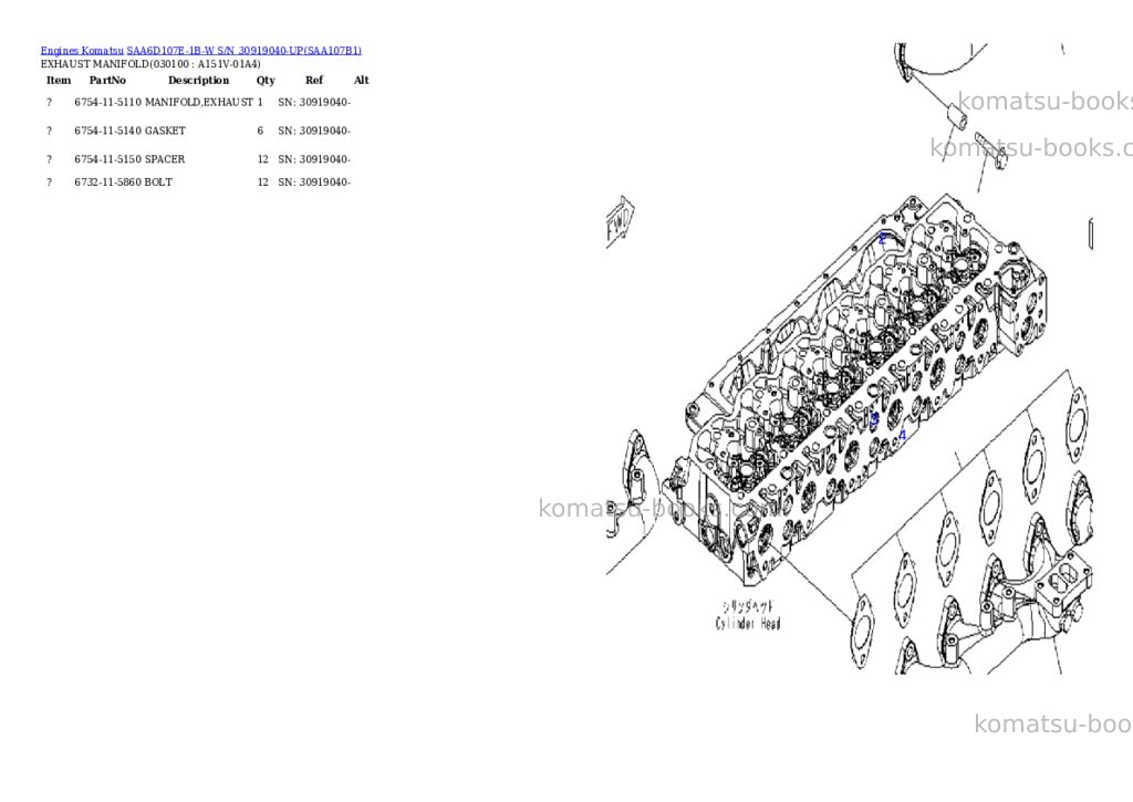 Komatsu saa6d107e-1b-w s/n 30919040-up Parts catalog cover Page 9