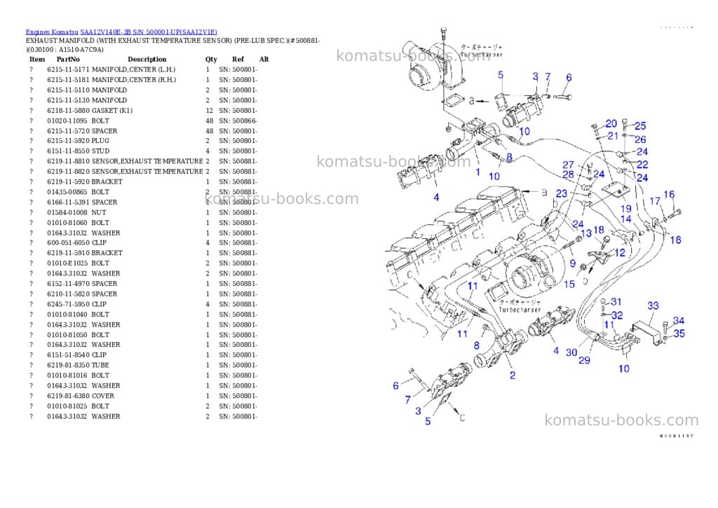 Komatsu saa12v140e-3b s/n 500001-up Parts catalog cover Page 5 Komatsu saa12v140e-3b s/n 500001-up Parts catalog cover Page 5