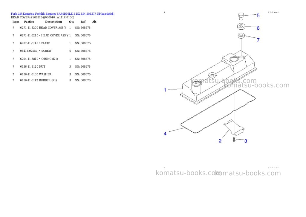 Komatsu saa4d95le-5-dx s/n 503377-up Parts catalog cover Page 3 Komatsu saa4d95le-5-dx s/n 503377-up Parts catalog cover Page 3
