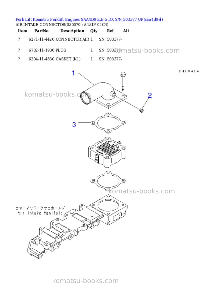 Komatsu saa4d95le-5-dx s/n 503377-up Parts catalog cover Page 6 Komatsu saa4d95le-5-dx s/n 503377-up Parts catalog cover Page 6