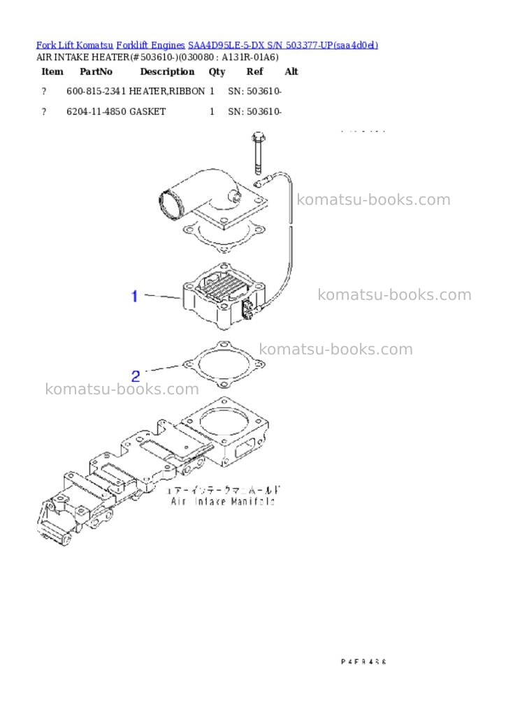 Komatsu saa4d95le-5-dx s/n 503377-up Parts catalog cover Page 7 Komatsu saa4d95le-5-dx s/n 503377-up Parts catalog cover Page 7
