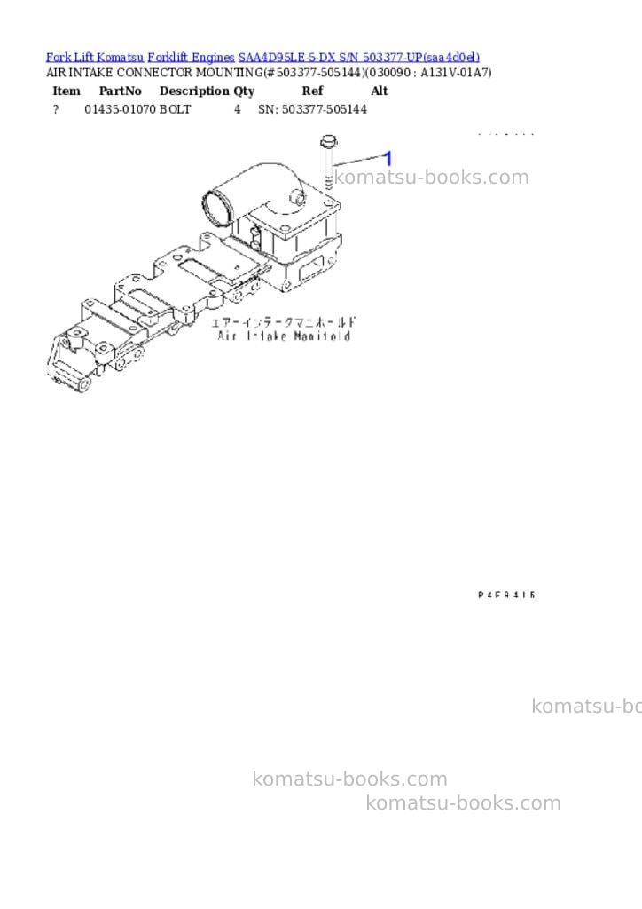 Komatsu saa4d95le-5-dx s/n 503377-up Parts catalog cover Page 8 Komatsu saa4d95le-5-dx s/n 503377-up Parts catalog cover Page 8