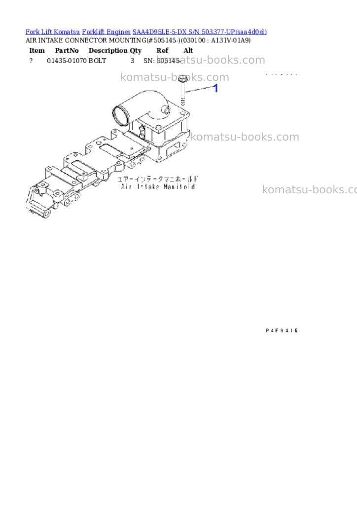 Komatsu saa4d95le-5-dx s/n 503377-up Parts catalog cover Page 9 Komatsu saa4d95le-5-dx s/n 503377-up Parts catalog cover Page 9