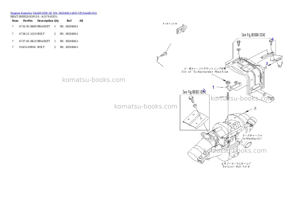 Komatsu saa4d102e-2e s/n 30204043 and up Parts catalog cover Page 10 Komatsu saa4d102e-2e s/n 30204043 and up Parts catalog cover Page 10