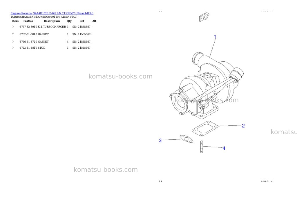 Komatsu saa4d102e-2-w6 s/n 21535567-up Parts catalog cover Page 10 Komatsu saa4d102e-2-w6 s/n 21535567-up Parts catalog cover Page 10