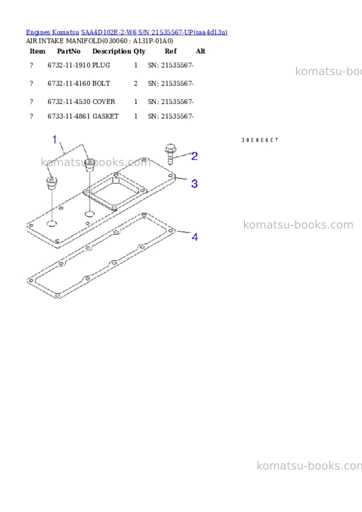 Komatsu saa4d102e-2-w6 s/n 21535567-up Parts catalog cover Page 5 Komatsu saa4d102e-2-w6 s/n 21535567-up Parts catalog cover Page 5
