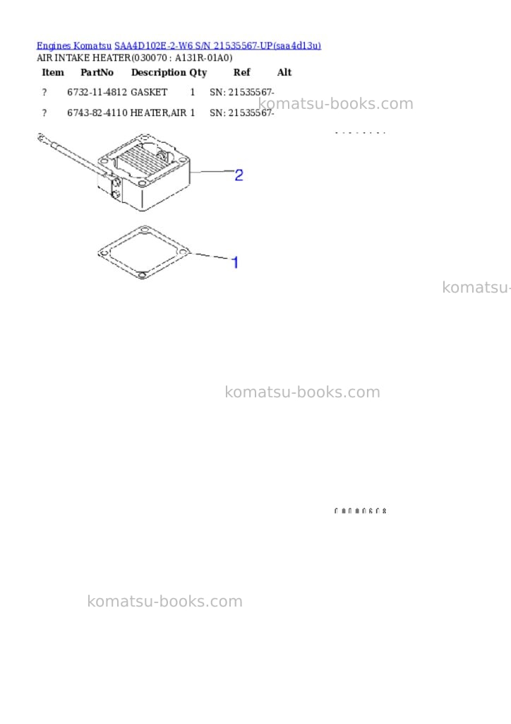 Komatsu saa4d102e-2-w6 s/n 21535567-up Parts catalog cover Page 6 Komatsu saa4d102e-2-w6 s/n 21535567-up Parts catalog cover Page 6