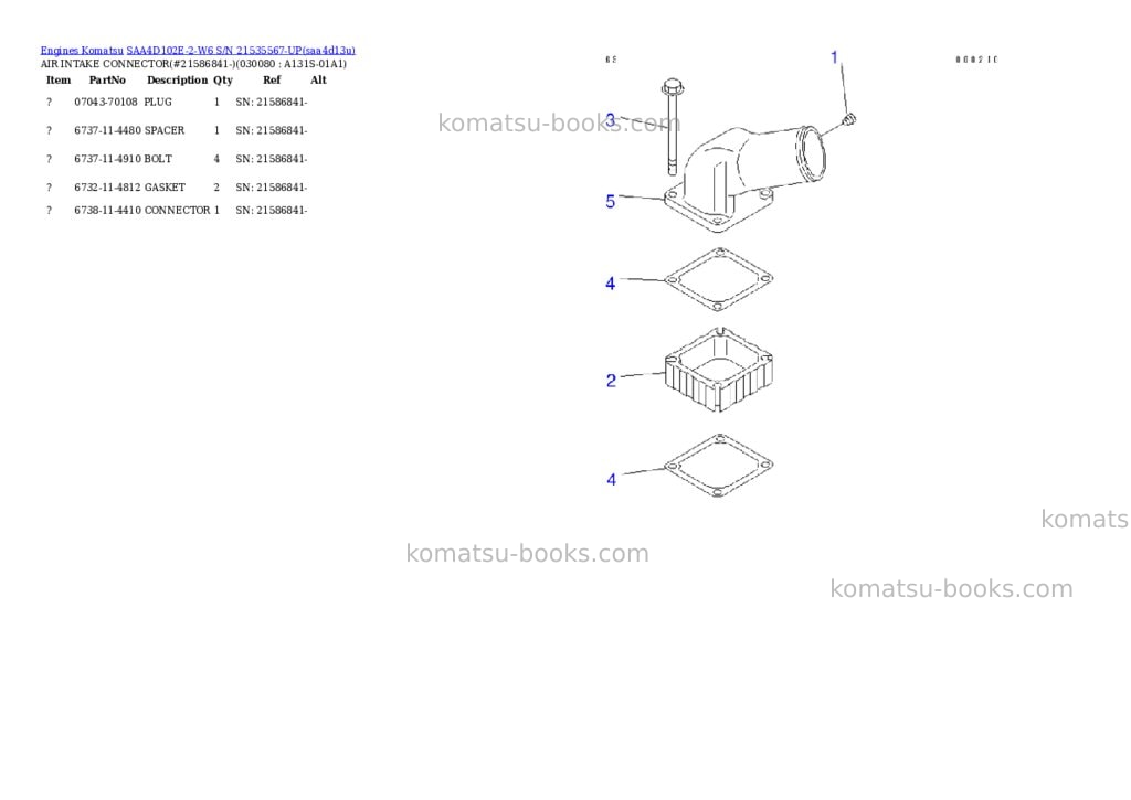Komatsu saa4d102e-2-w6 s/n 21535567-up Parts catalog cover Page 7 Komatsu saa4d102e-2-w6 s/n 21535567-up Parts catalog cover Page 7