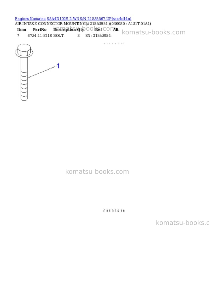 Komatsu saa4d102e-2-w3 s/n 21535567-up Parts catalog cover Komatsu saa4d102e-2-w3 s/n 21535567-up Parts catalog cover