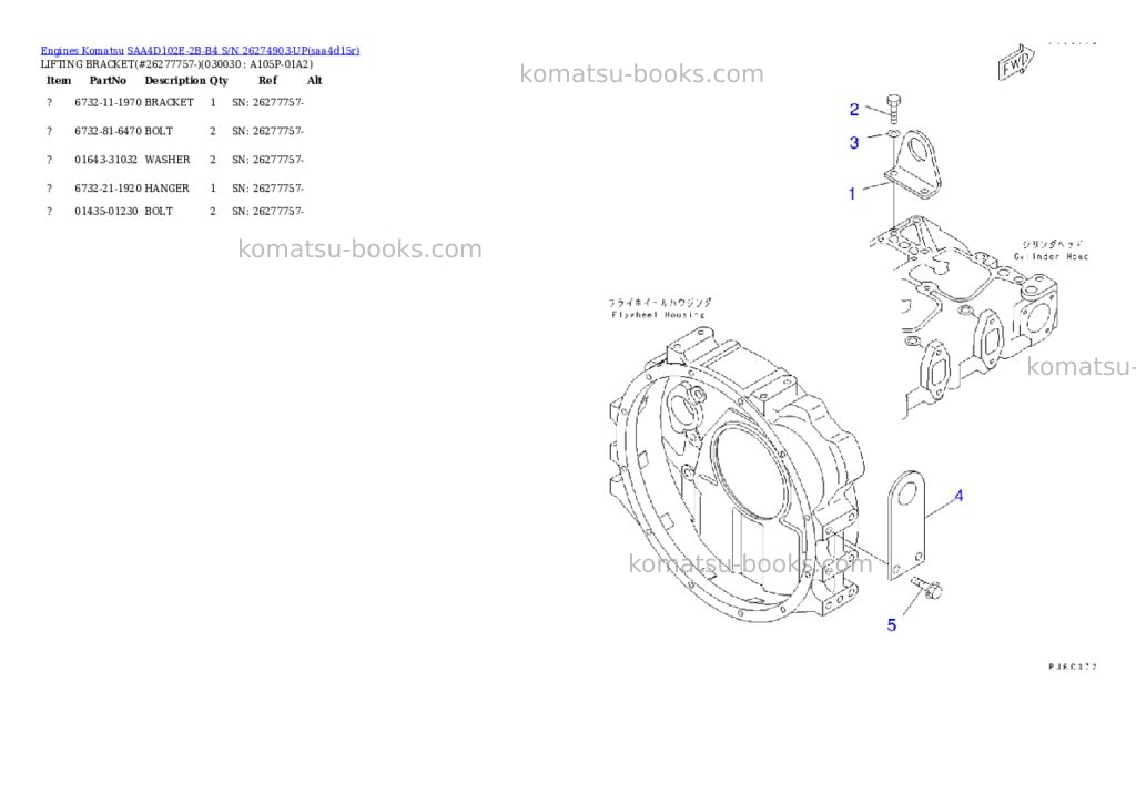 Komatsu saa4d102e-2b-b4 s/n 26274903-up Parts catalog cover Page 2 Komatsu saa4d102e-2b-b4 s/n 26274903-up Parts catalog cover Page 2