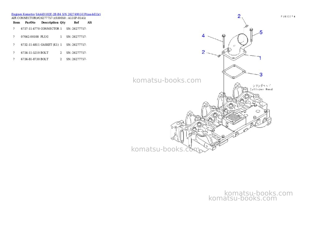 Komatsu saa4d102e-2b-b4 s/n 26274903-up Parts catalog cover Page 4 Komatsu saa4d102e-2b-b4 s/n 26274903-up Parts catalog cover Page 4