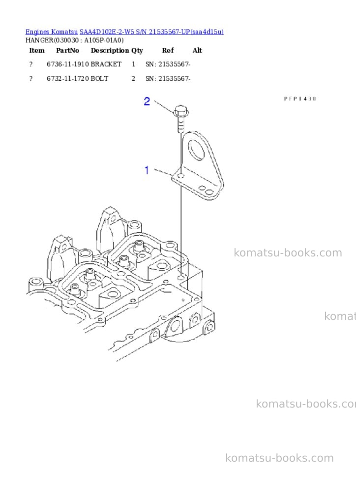 Komatsu saa4d102e-2-w5 s/n 21535567-up Parts catalog cover Page 2
