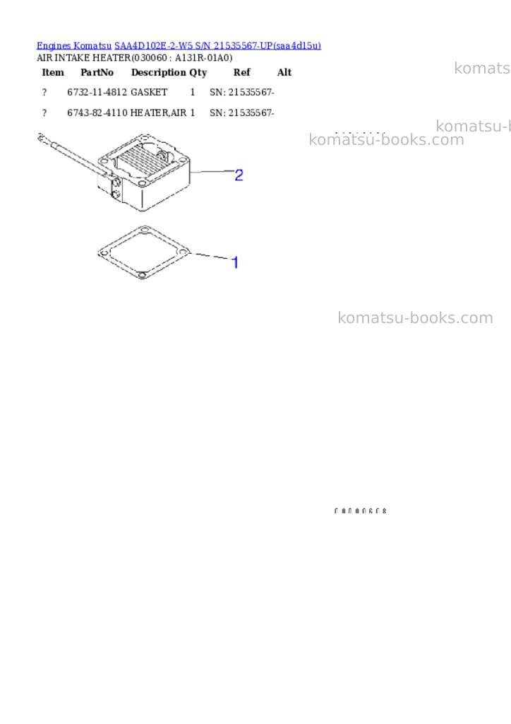 Komatsu saa4d102e-2-w5 s/n 21535567-up Parts catalog cover Page 5