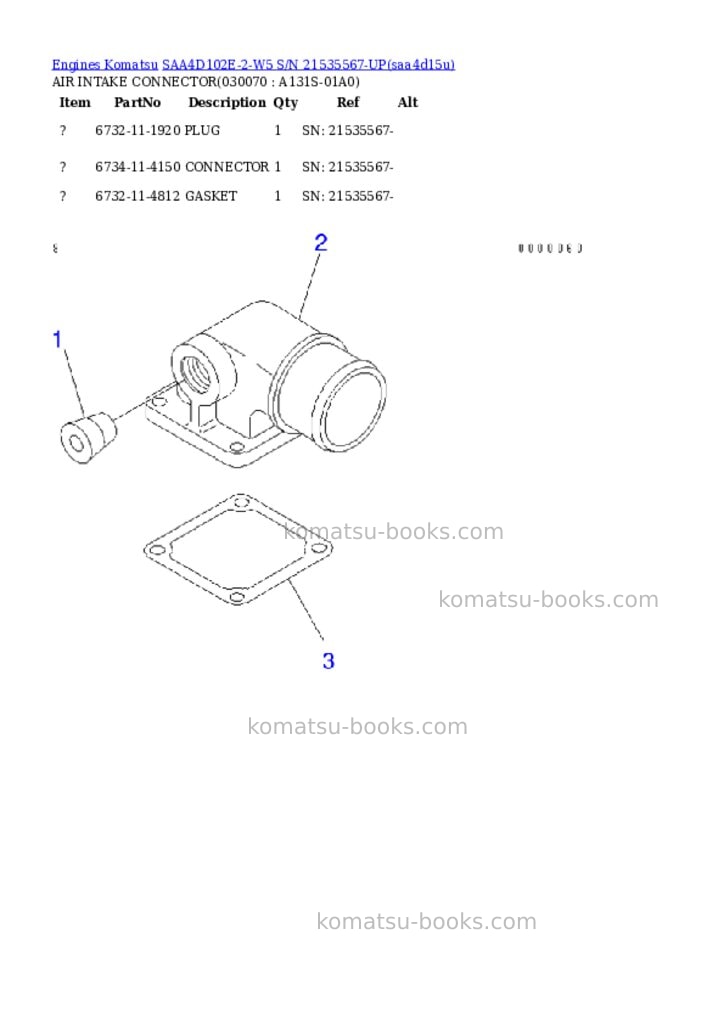 Komatsu saa4d102e-2-w5 s/n 21535567-up Parts catalog cover Page 6