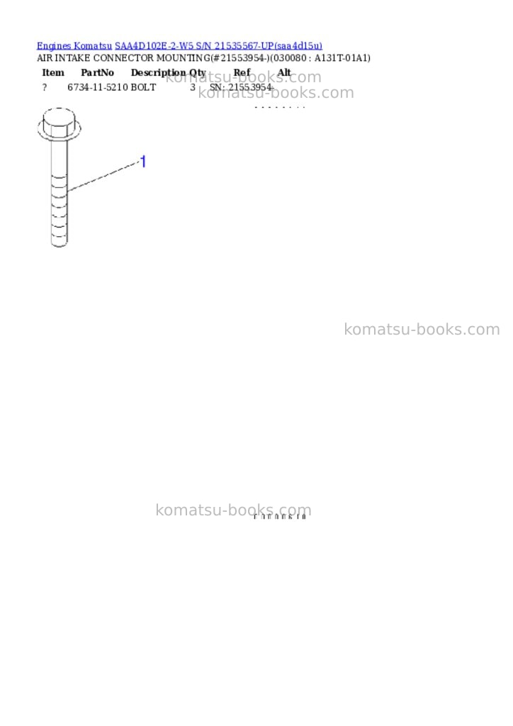 Komatsu saa4d102e-2-w5 s/n 21535567-up Parts catalog cover Page 7