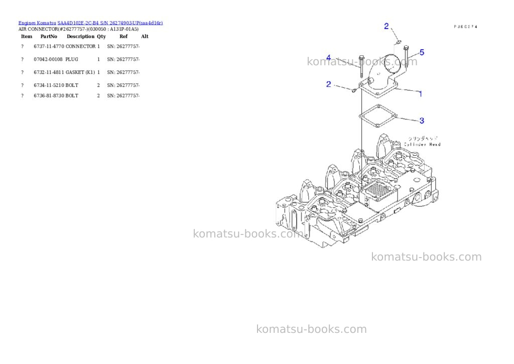 Komatsu saa4d102e-2c-b4 s/n 26274903-up Parts catalog cover Page 4 Komatsu saa4d102e-2c-b4 s/n 26274903-up Parts catalog cover Page 4