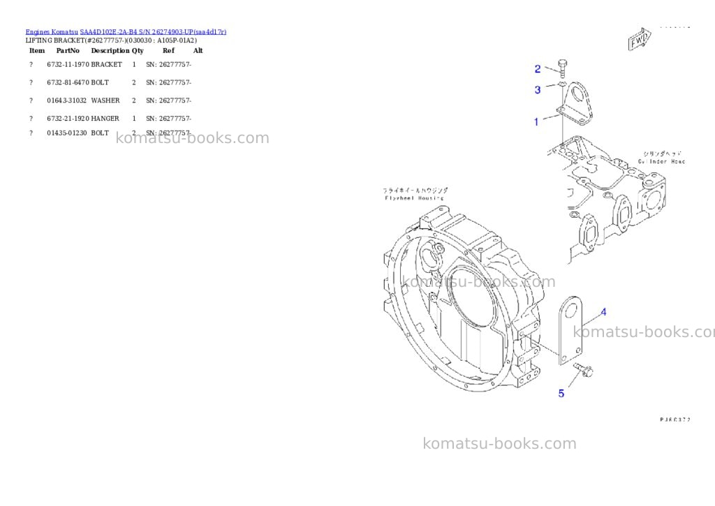 Komatsu saa4d102e-2a-b4 s/n 26274903-up Parts catalog cover Page 2 Komatsu saa4d102e-2a-b4 s/n 26274903-up Parts catalog cover Page 2