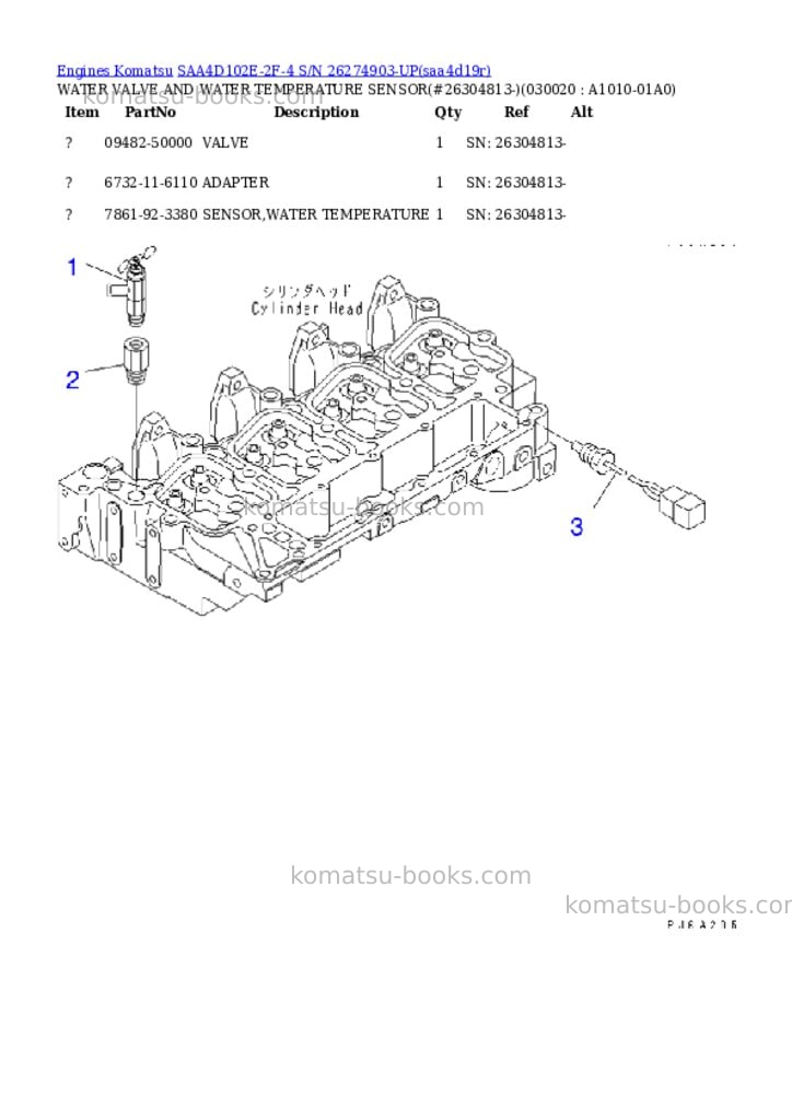 Komatsu saa4d102e-2f-4 s/n 26274903-up Parts catalog cover Komatsu saa4d102e-2f-4 s/n 26274903-up Parts catalog cover