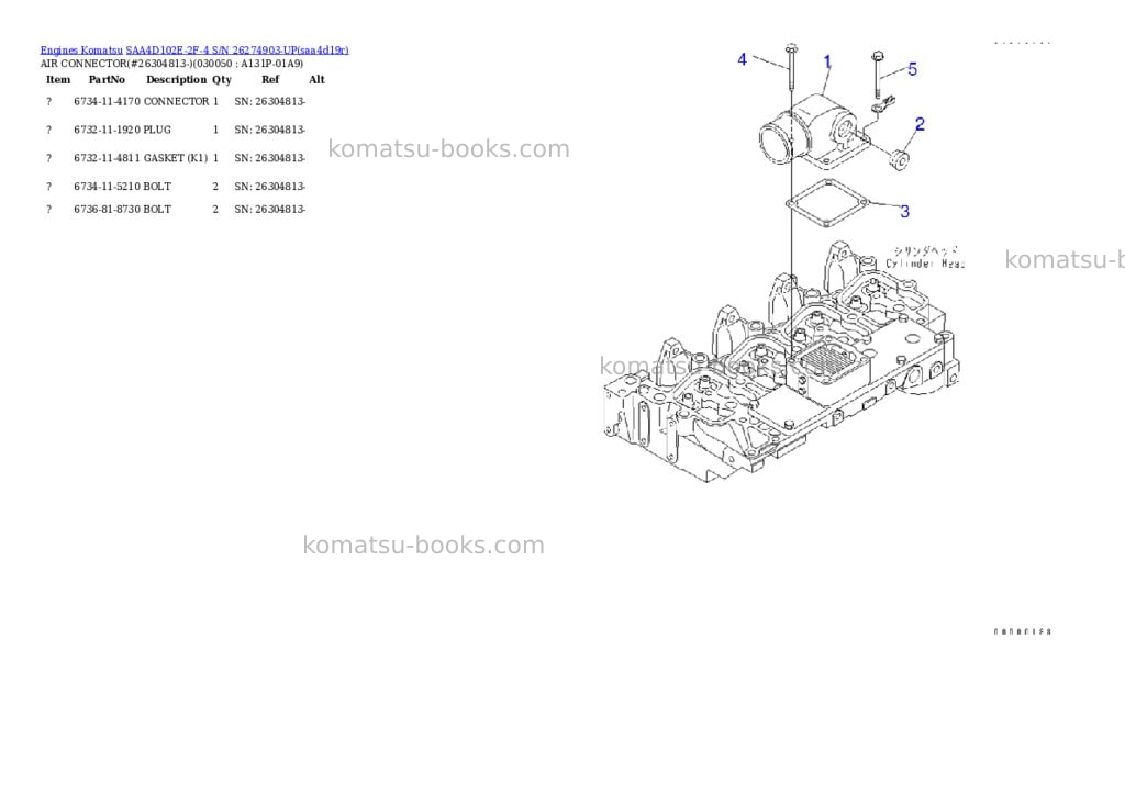 Komatsu saa4d102e-2f-4 s/n 26274903-up Parts catalog cover Page 4 Komatsu saa4d102e-2f-4 s/n 26274903-up Parts catalog cover Page 4