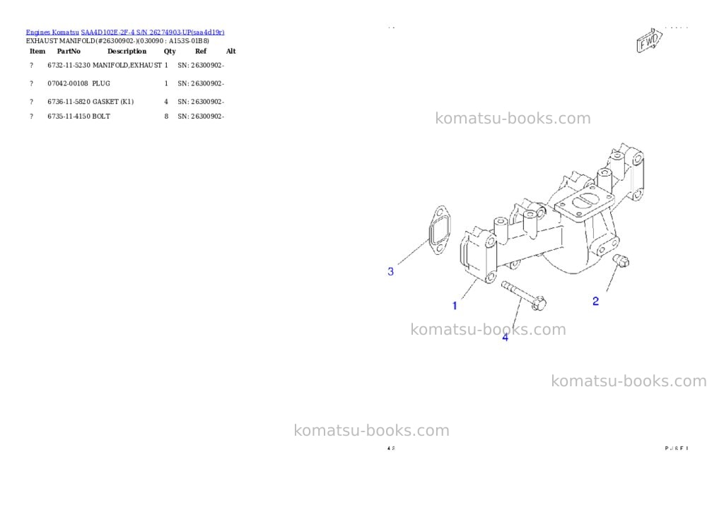Komatsu saa4d102e-2f-4 s/n 26274903-up Parts catalog cover Page 8 Komatsu saa4d102e-2f-4 s/n 26274903-up Parts catalog cover Page 8