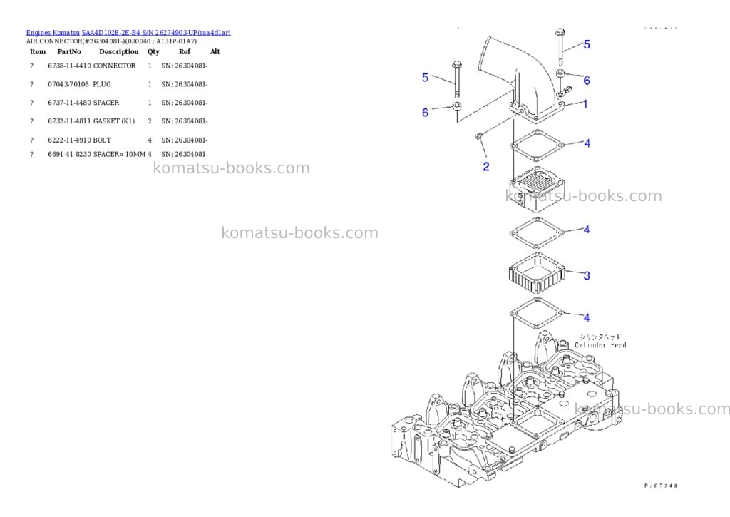 Komatsu saa4d102e-2e-b4 s/n 26274903-up Parts catalog cover Page 3