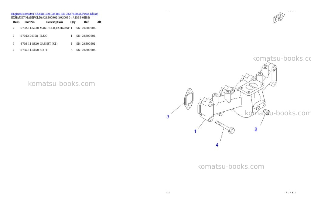 Komatsu saa4d102e-2e-b4 s/n 26274903-up Parts catalog cover Page 7