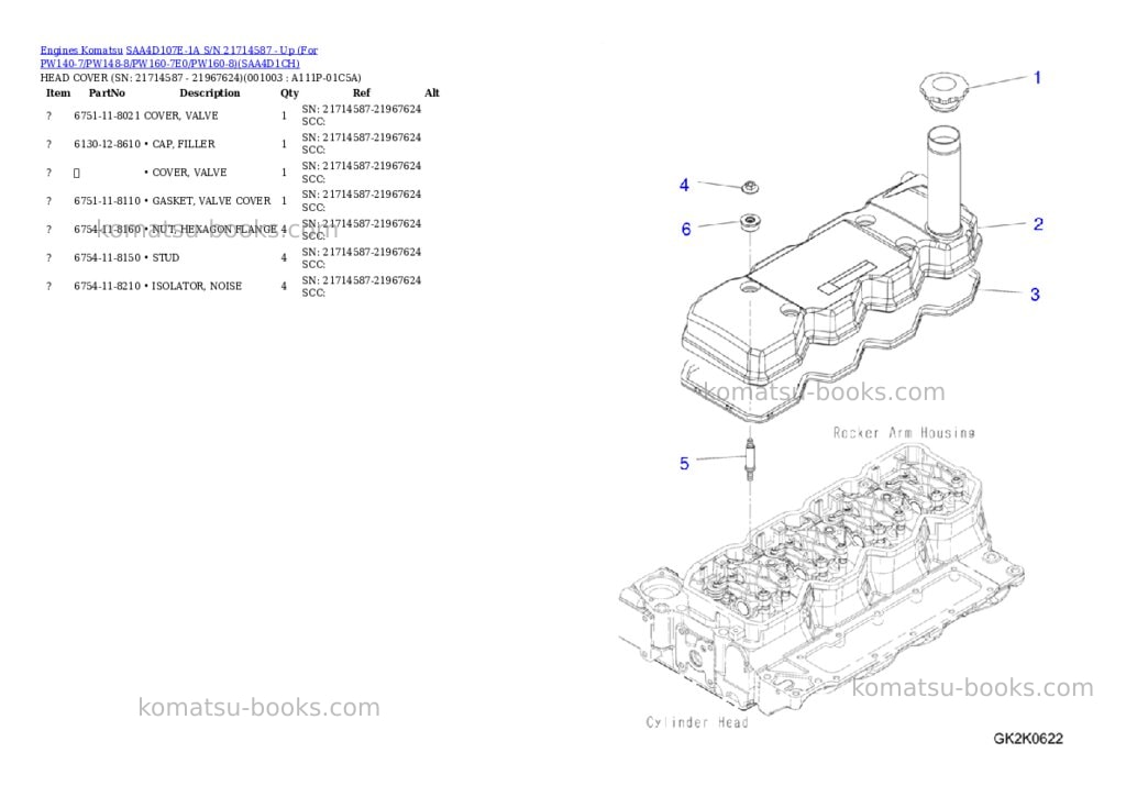 Komatsu saa4d107e-1a s/n 21714587 - up for pw140-7/pw148-8/pw160-7e0/pw160-8 Parts catalog cover Page 2