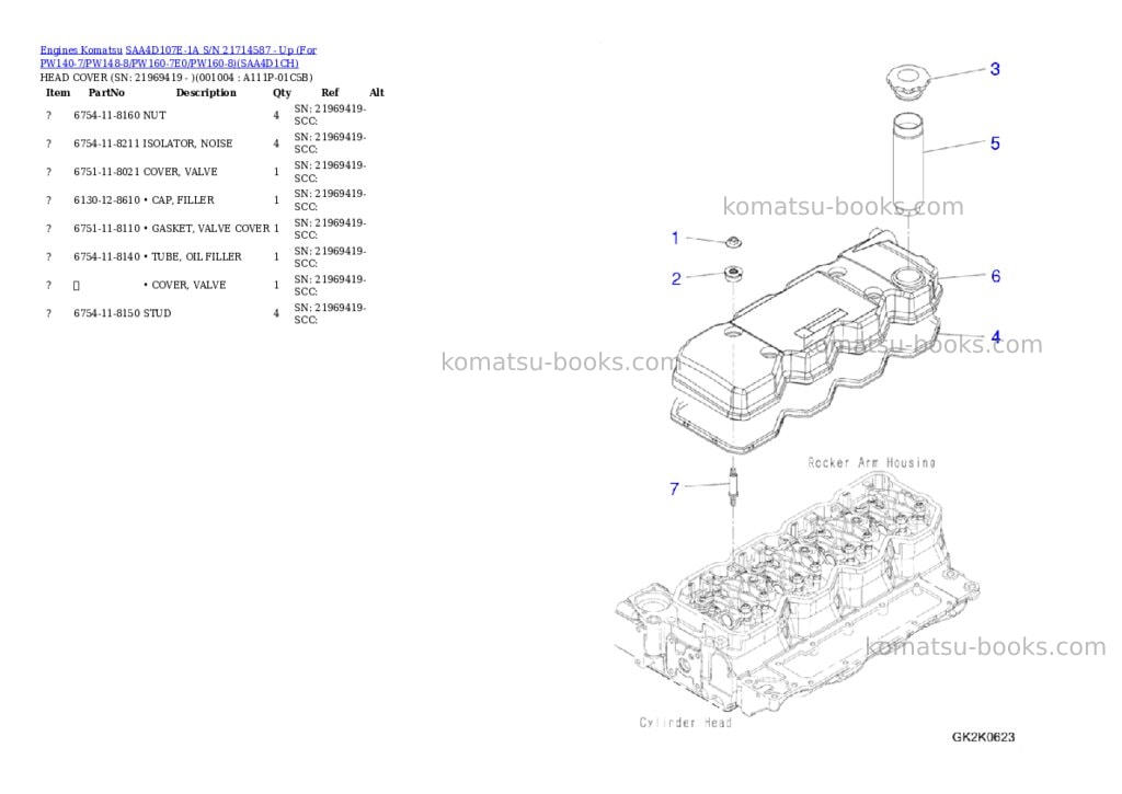 Komatsu saa4d107e-1a s/n 21714587 - up for pw140-7/pw148-8/pw160-7e0/pw160-8 Parts catalog cover Page 3