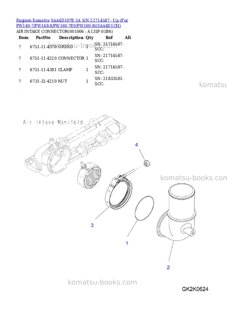 Komatsu saa4d107e-1a s/n 21714587 - up for pw140-7/pw148-8/pw160-7e0/pw160-8 Parts catalog cover Page 5