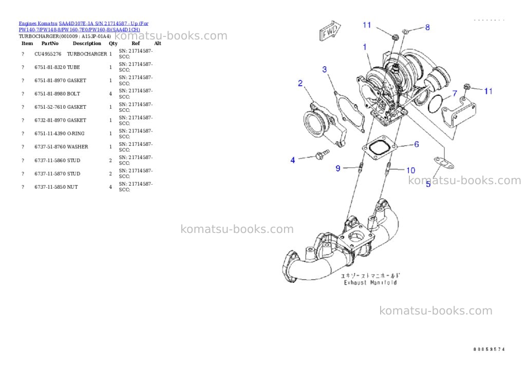 Komatsu saa4d107e-1a s/n 21714587 - up for pw140-7/pw148-8/pw160-7e0/pw160-8 Parts catalog cover Page 8