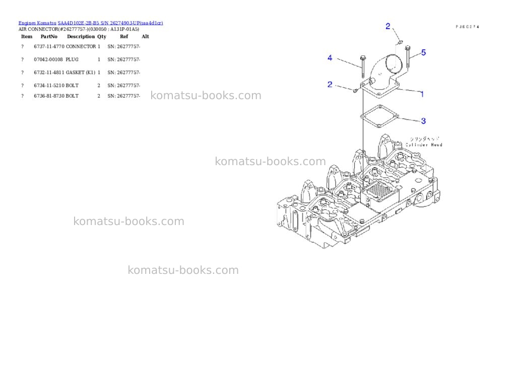 Komatsu saa4d102e-2b-b5 s/n 26274903-up Parts catalog cover Page 4 Komatsu saa4d102e-2b-b5 s/n 26274903-up Parts catalog cover Page 4