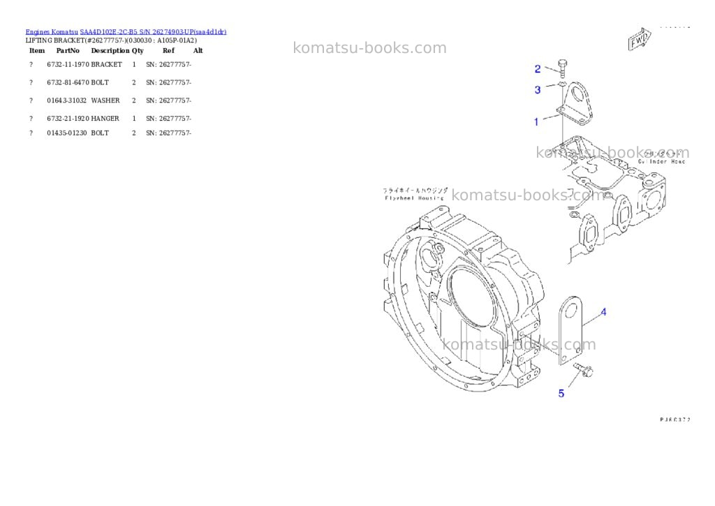 Komatsu saa4d102e-2c-b5 s/n 26274903-up Parts catalog cover Page 2 Komatsu saa4d102e-2c-b5 s/n 26274903-up Parts catalog cover Page 2