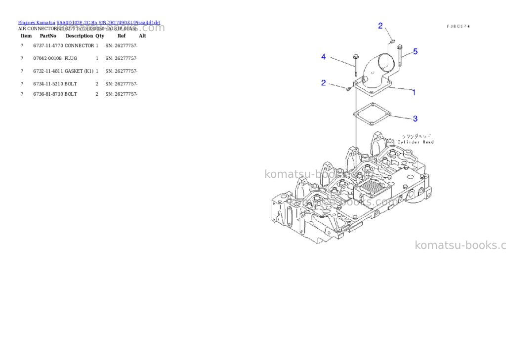 Komatsu saa4d102e-2c-b5 s/n 26274903-up Parts catalog cover Page 4 Komatsu saa4d102e-2c-b5 s/n 26274903-up Parts catalog cover Page 4