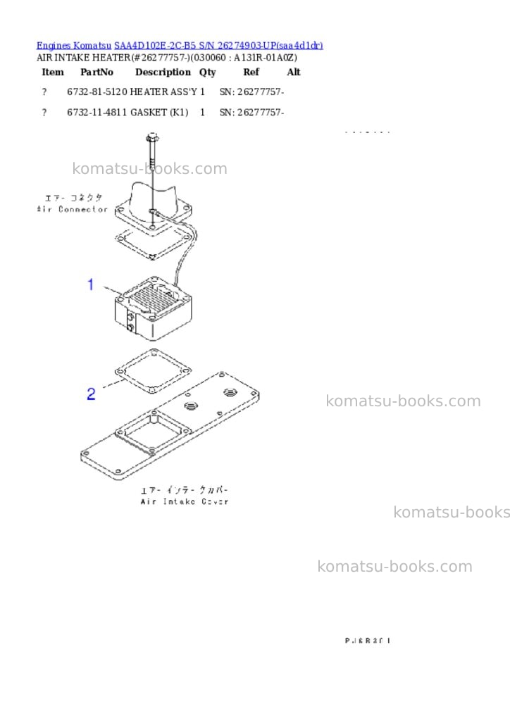 Komatsu saa4d102e-2c-b5 s/n 26274903-up Parts catalog cover Page 5 Komatsu saa4d102e-2c-b5 s/n 26274903-up Parts catalog cover Page 5