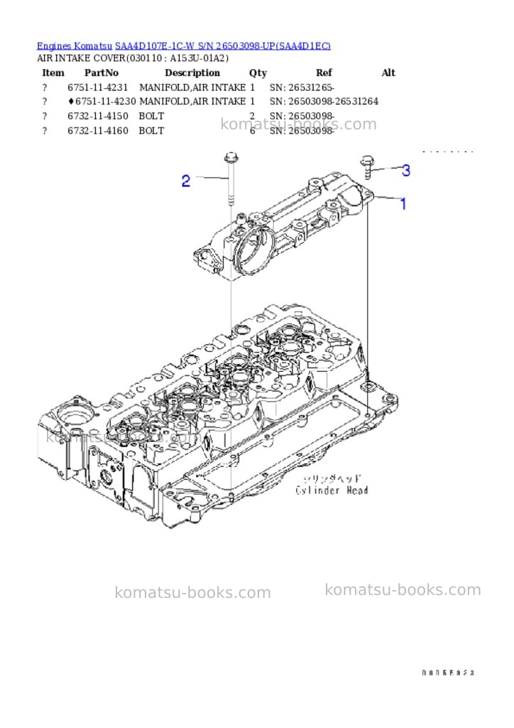 Komatsu saa4d107e-1c-w s/n 26503098-up Parts catalog cover Page 10