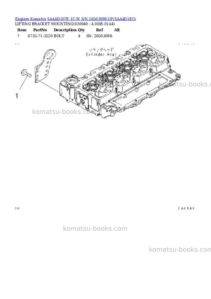 Komatsu saa4d107e-1c-w s/n 26503098-up Parts catalog cover Page 3