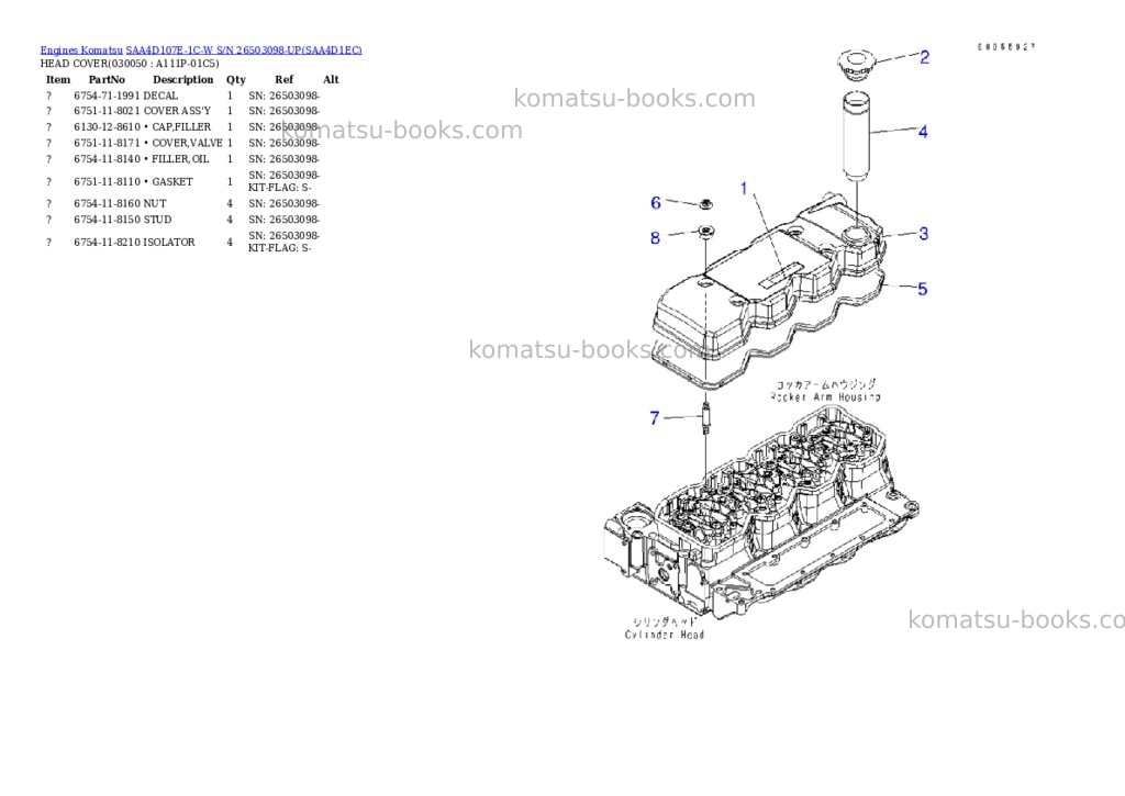Komatsu saa4d107e-1c-w s/n 26503098-up Parts catalog cover Page 4