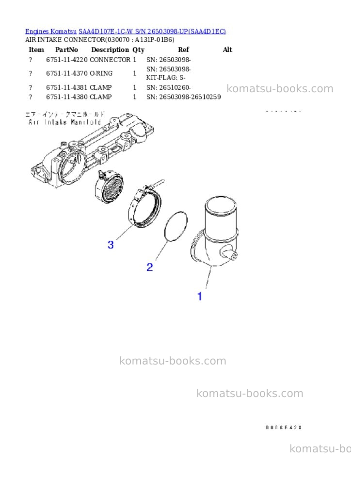 Komatsu saa4d107e-1c-w s/n 26503098-up Parts catalog cover Page 6