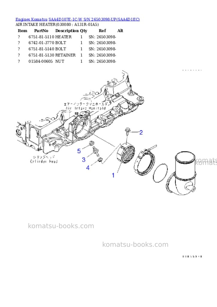 Komatsu saa4d107e-1c-w s/n 26503098-up Parts catalog cover Page 7