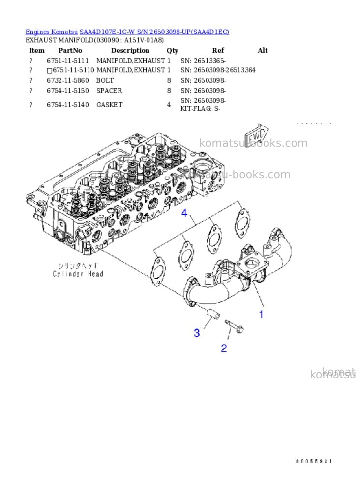 Komatsu saa4d107e-1c-w s/n 26503098-up Parts catalog cover Page 8
