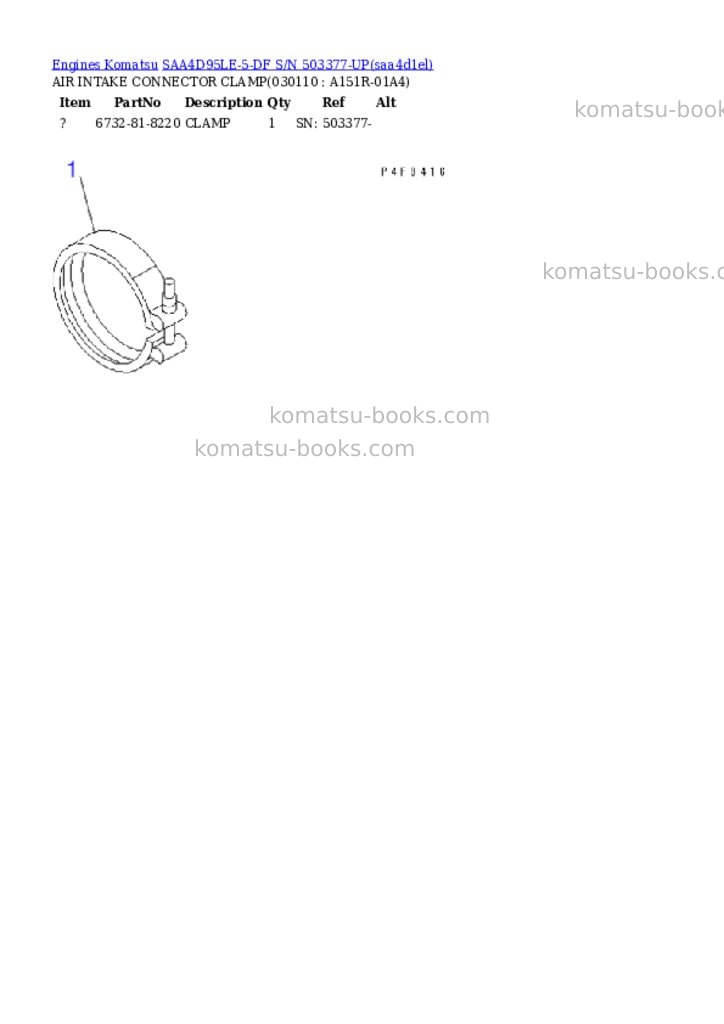 Komatsu SAA4D95LE-5-DF S/N 503377-UP Parts catalog cover Page 10
