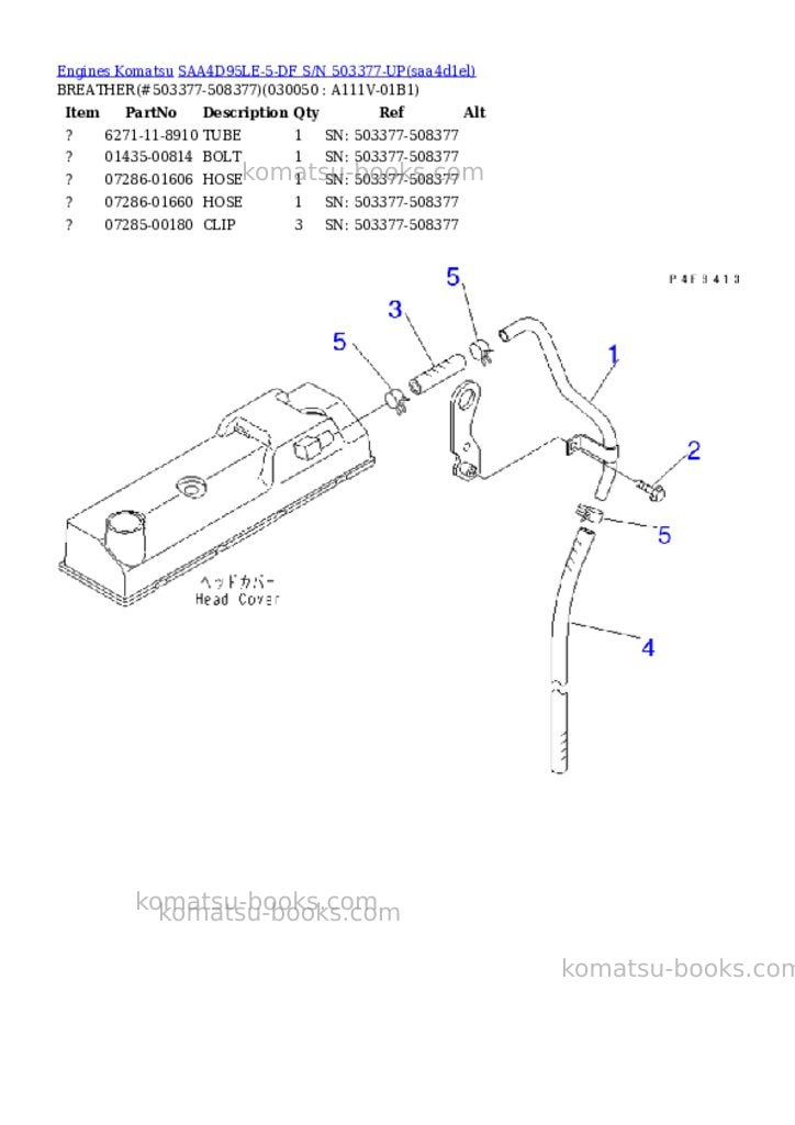 Komatsu SAA4D95LE-5-DF S/N 503377-UP Parts catalog cover Page 4
