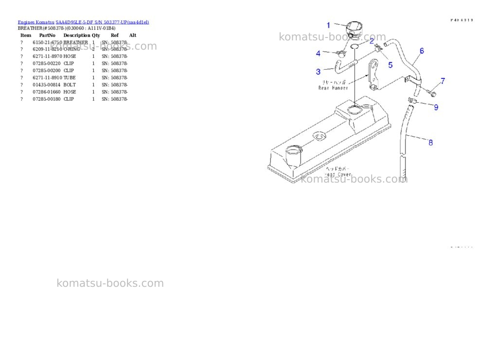 Komatsu SAA4D95LE-5-DF S/N 503377-UP Parts catalog cover Page 5