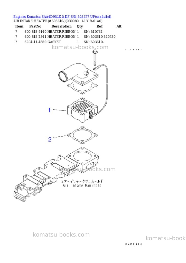 Komatsu SAA4D95LE-5-DF S/N 503377-UP Parts catalog cover Page 7