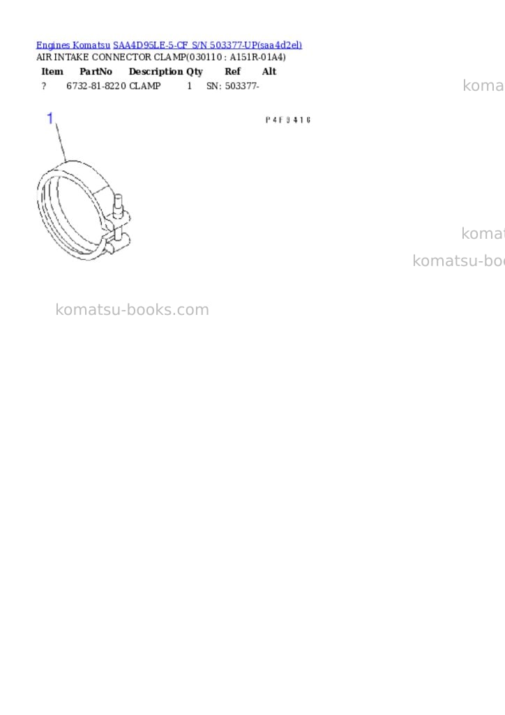 Komatsu SAA4D95LE-5-CF S/N 503377-UP Parts catalog cover Page 10