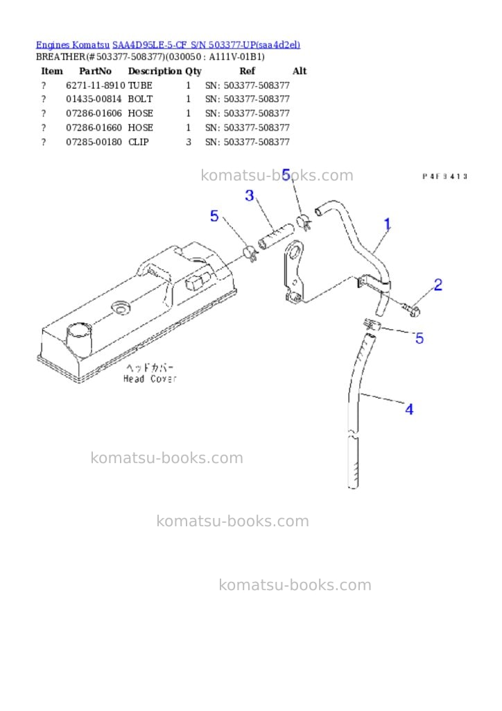 Komatsu SAA4D95LE-5-CF S/N 503377-UP Parts catalog cover Page 4