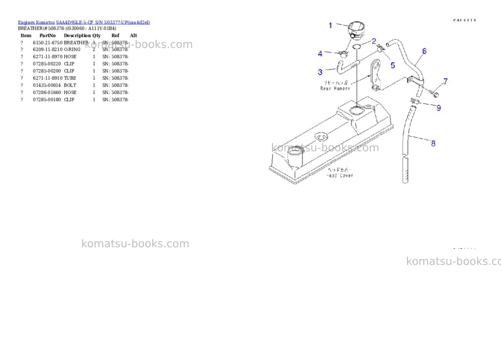 Komatsu SAA4D95LE-5-CF S/N 503377-UP Parts catalog cover Page 5