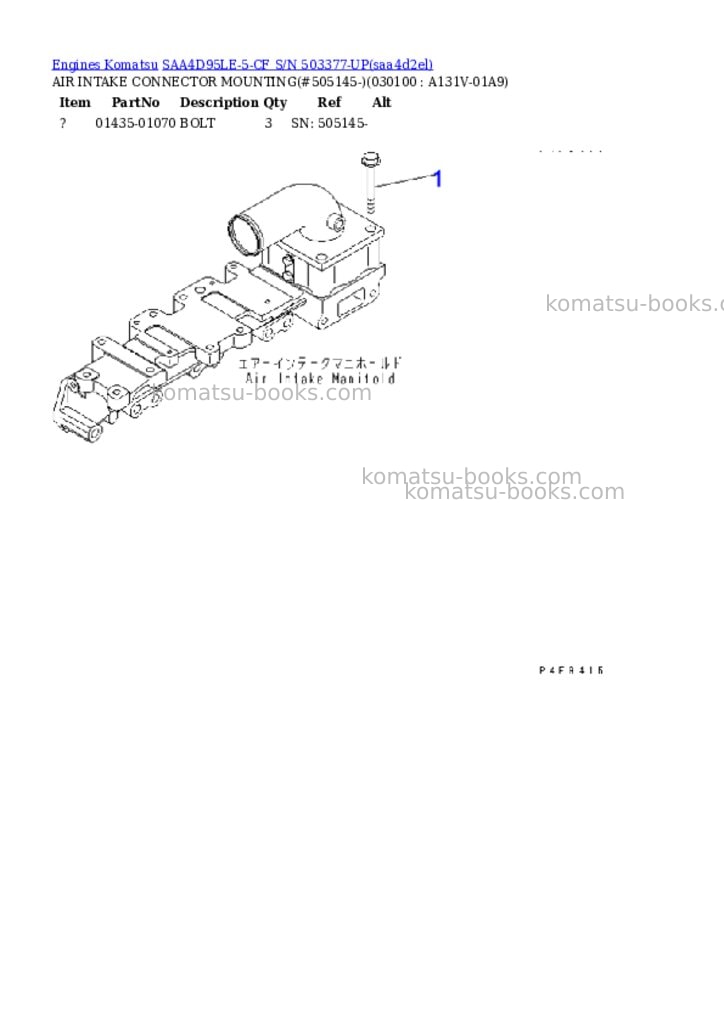 Komatsu SAA4D95LE-5-CF S/N 503377-UP Parts catalog cover Page 9