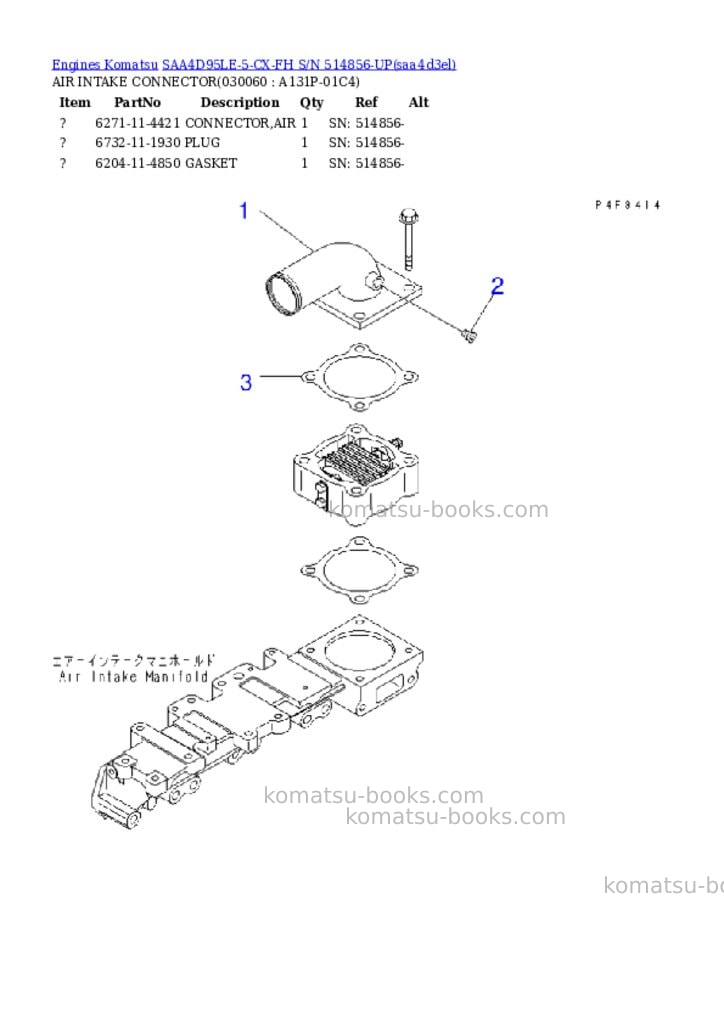 Komatsu SAA4D95LE-5-CX-FH S/N 514856-UP Parts catalog cover Page 5