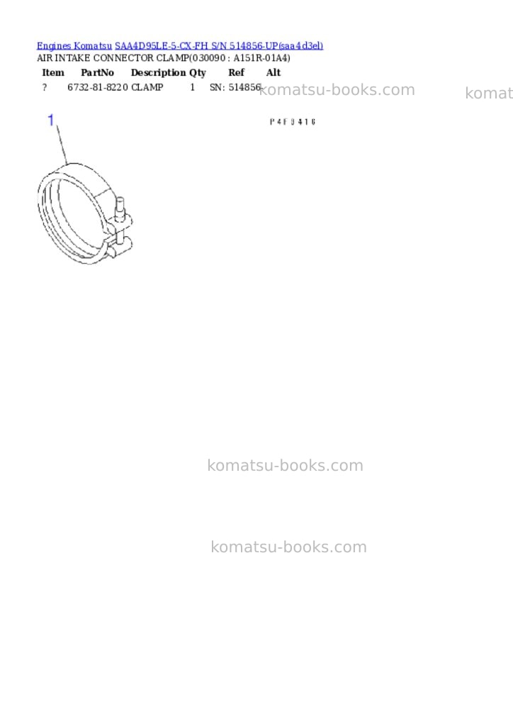 Komatsu SAA4D95LE-5-CX-FH S/N 514856-UP Parts catalog cover Page 8